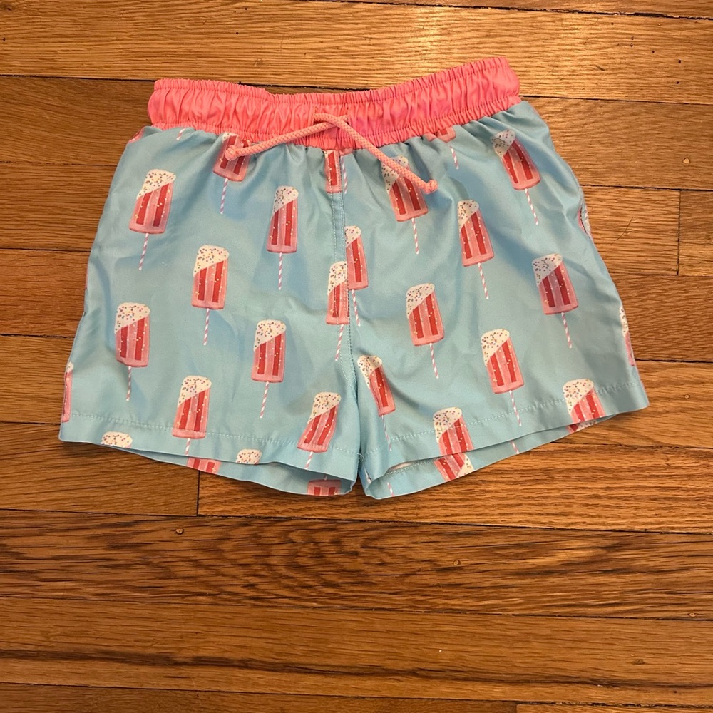 Kids Sal & Pimenta Swim Trunks with Ice Pop Print - Blue and Pink